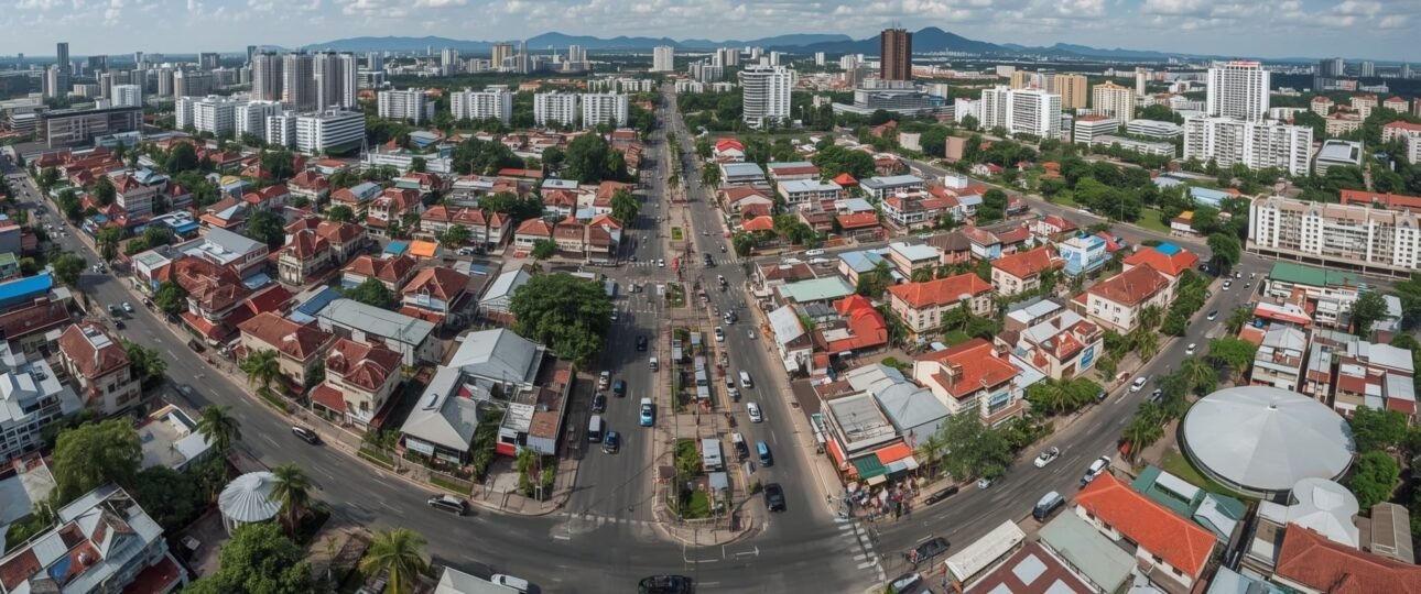 Hat Yai City Thailand wide angle shot aerial