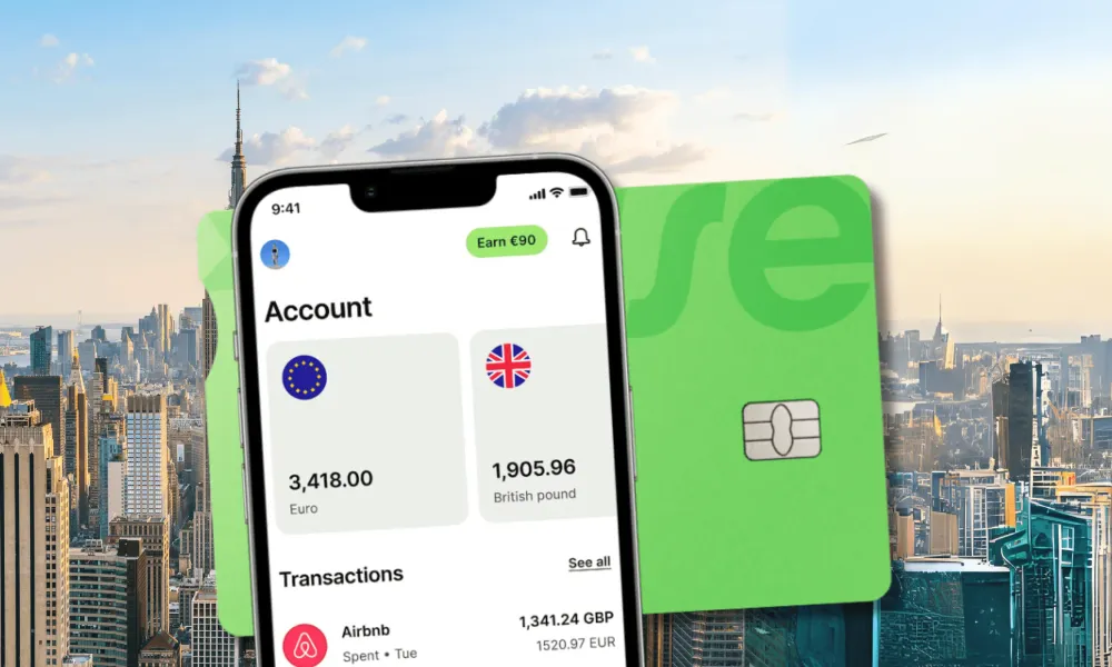 Wise travel debit card with mobile app dashboard